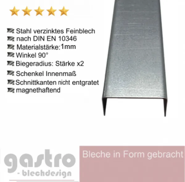 U-Profil aus Stahl verzinkt 1 mm